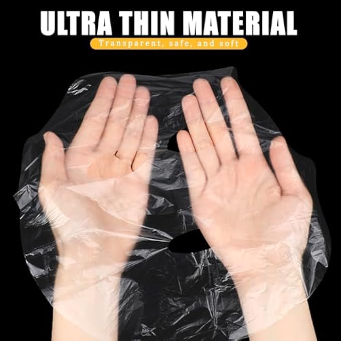 salbsever 200 SHEETS DISPOSABLE FACIAL SHEET MASK FACE MASK FACIAL PLASTIC MASK SET TRANSPARENT MOISTURIZING FACE DISPOSABLE FACE THIN FACIAL PLASTIC WRAP RETENTION FOR SKIN CARE & DIY SPA MASK - Image 4